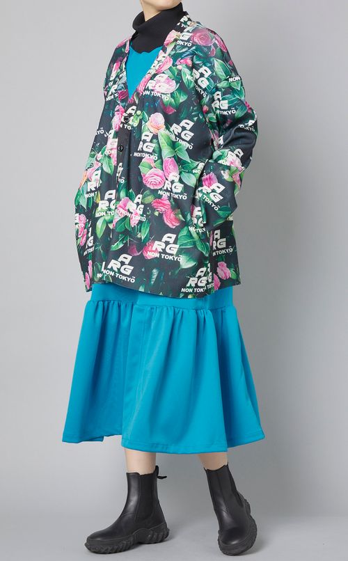 プリントリブVネックカーディガン