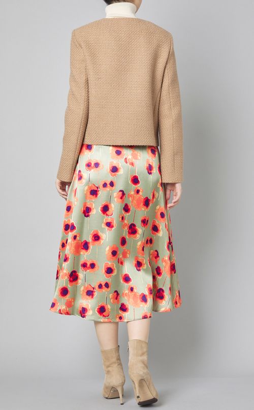 サテンフラワープリントスカート