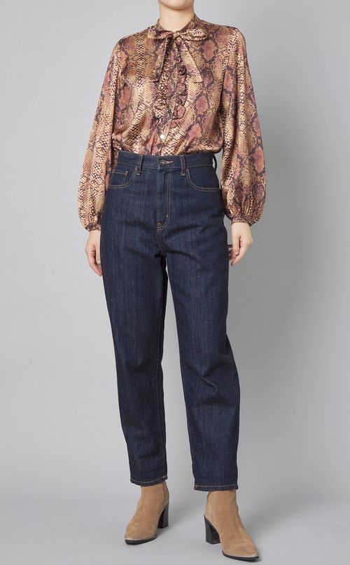 パイソンプリントボウタイブラウス