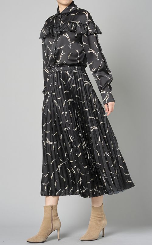 ミニフラワープリントラッフルブラウス