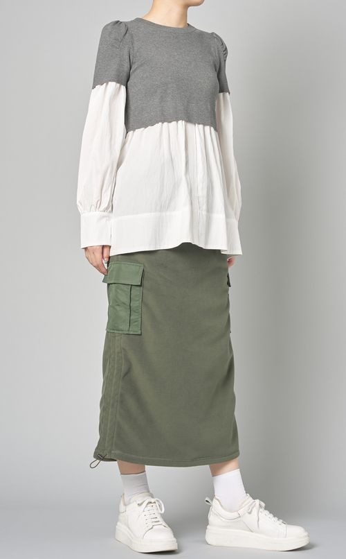 クロップドニットコンビプルオーバー