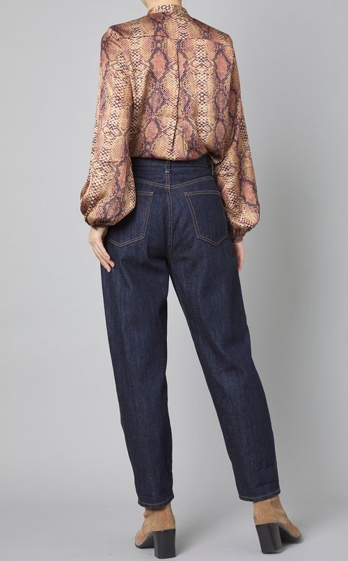 パイソンプリントボウタイブラウス