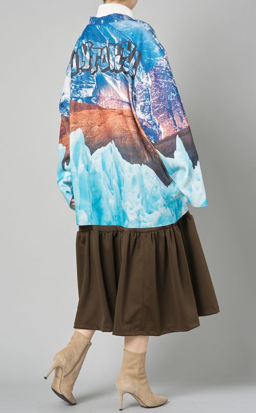 プリントリブVネックカーディガン