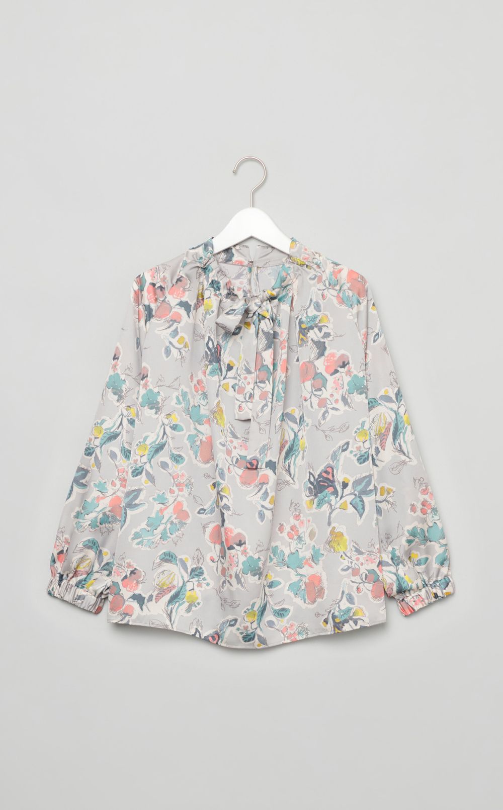 フラワーボウタイギャザーブラウス