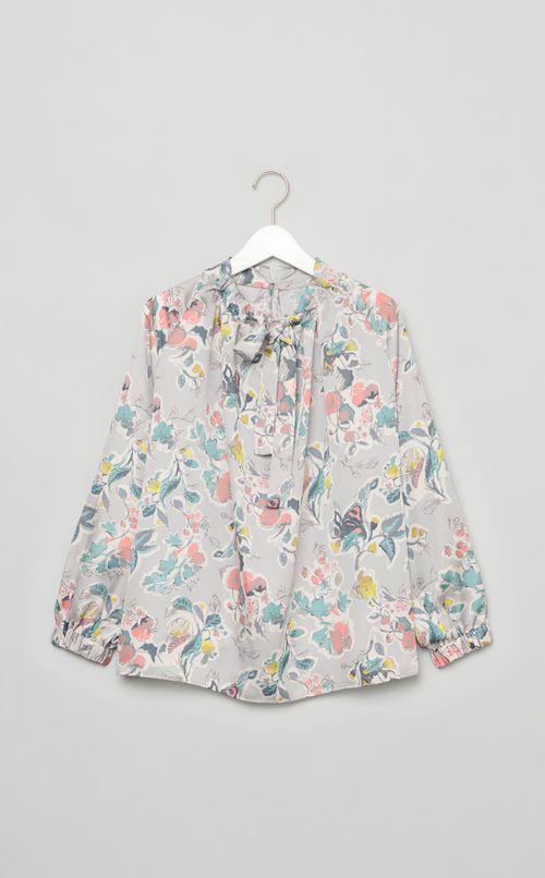 フラワーボウタイギャザーブラウス