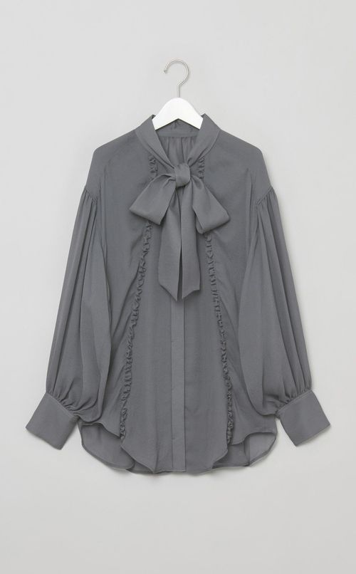 シフォンフリルボウタイブラウス