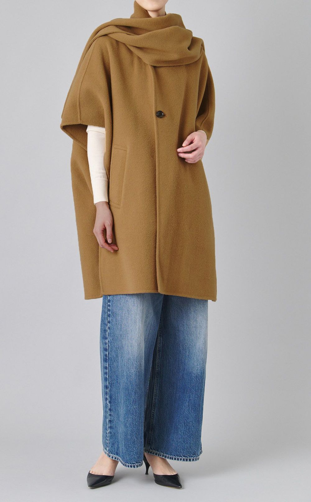 フードマフラー付きポンチョコート