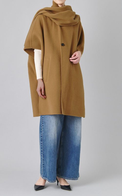 フードマフラー付きポンチョコート