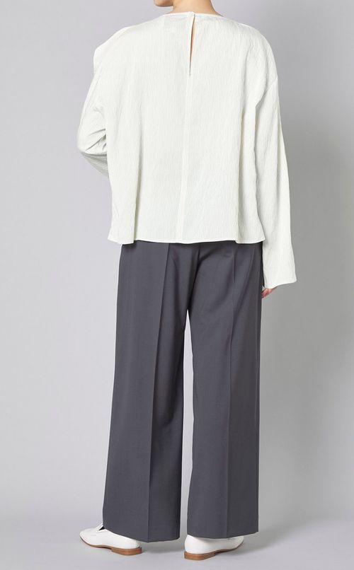 ストライプドレープスリーブブラウス