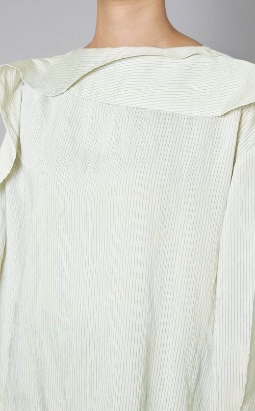 ストライプドレープスリーブブラウス