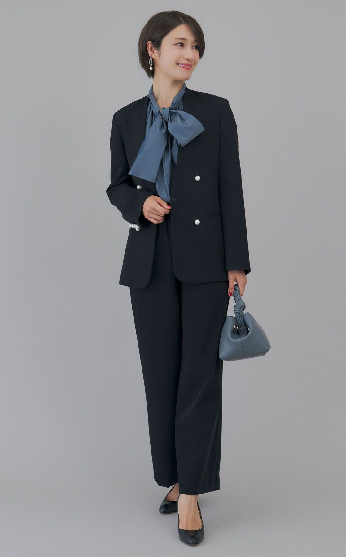 CINOH｜ノーカラーパールボタンジャケッ卜