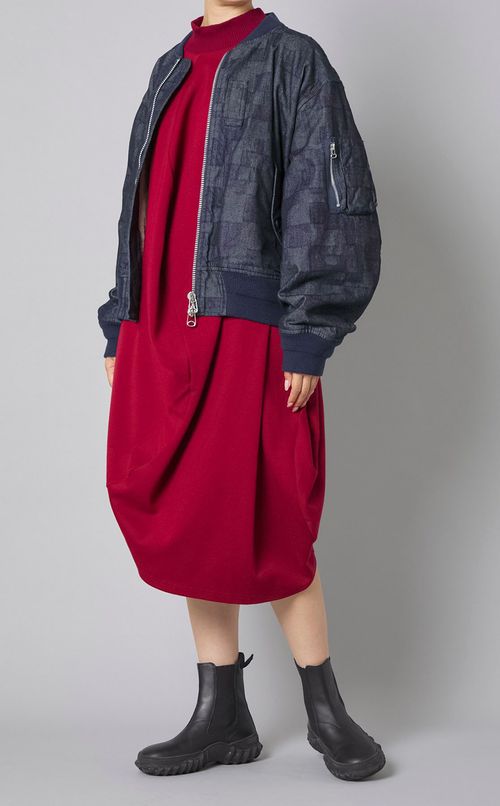 AZウォッシュドデニムボンバーブルゾン