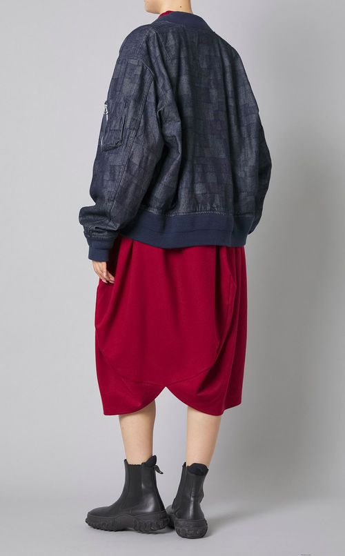 AZウォッシュドデニムボンバーブルゾン