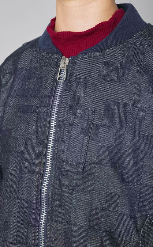 AZウォッシュドデニムボンバーブルゾン
