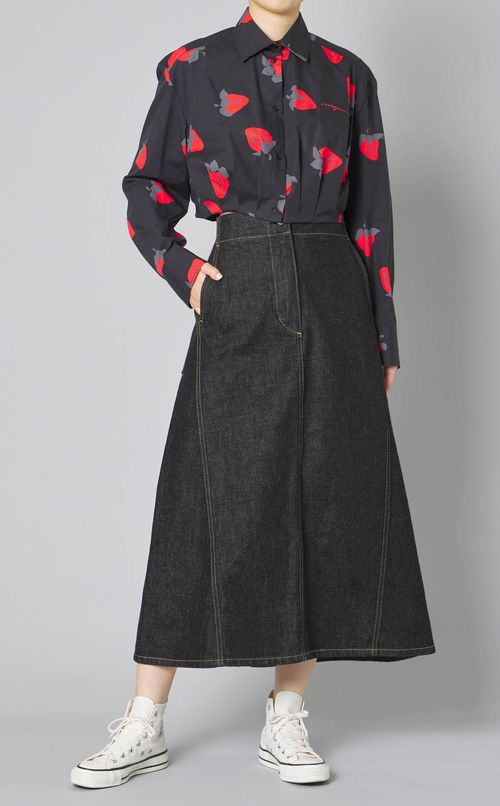 ウォッシュドブラックデニムスカート