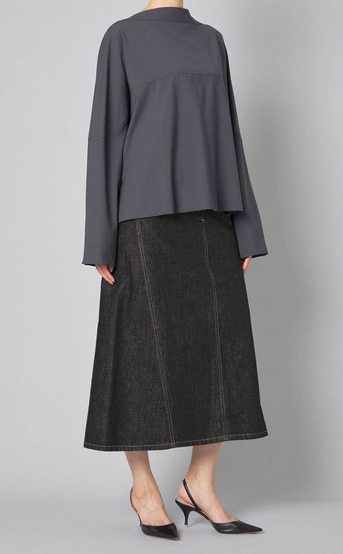 ウォッシュドブラックデニムスカート