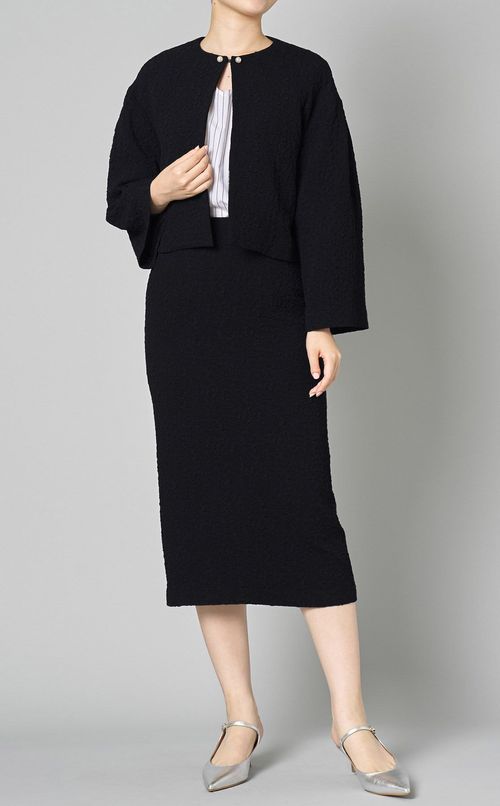 ジャガードノーカラージャケット