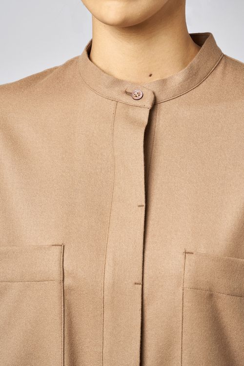 ウールロングシャツワンピース