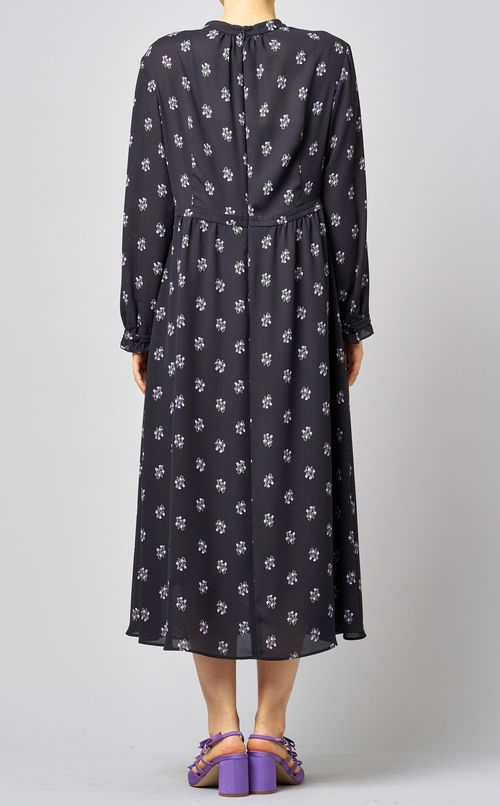 フラワープリントバンドカラーワンピース