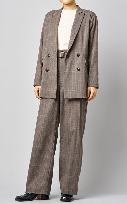 グレンチェックワイドパンツ