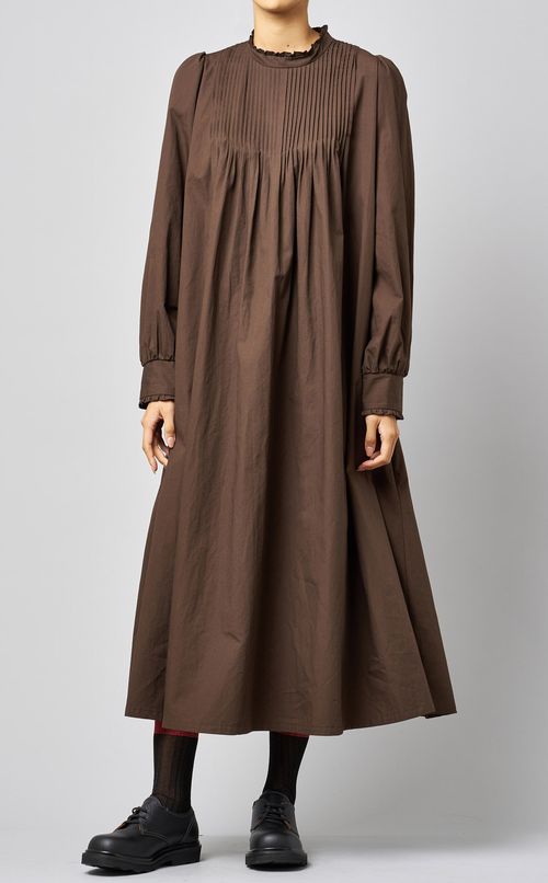 リネン混フロントギャザーワンピース