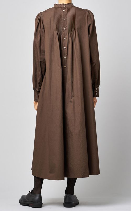 リネン混フロントギャザーワンピース