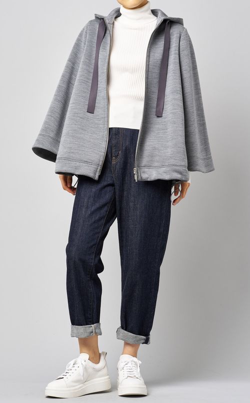 ダンボールニットフレアパーカー