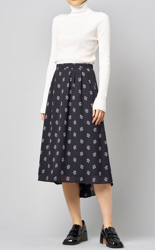 フラワープリントタックフレアスカート