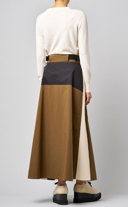 配色ロングフレアースカート
