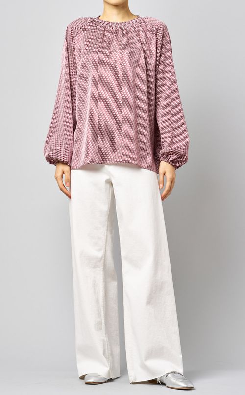 プリントパフスリーブブラウス