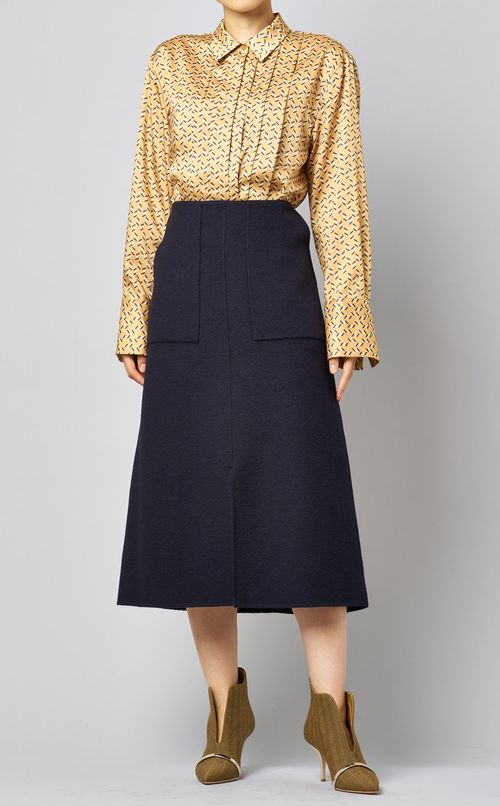 ウール混フロントスリットスカート