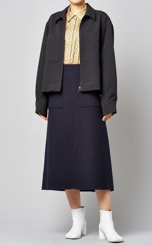 ウール混フロントスリットスカート