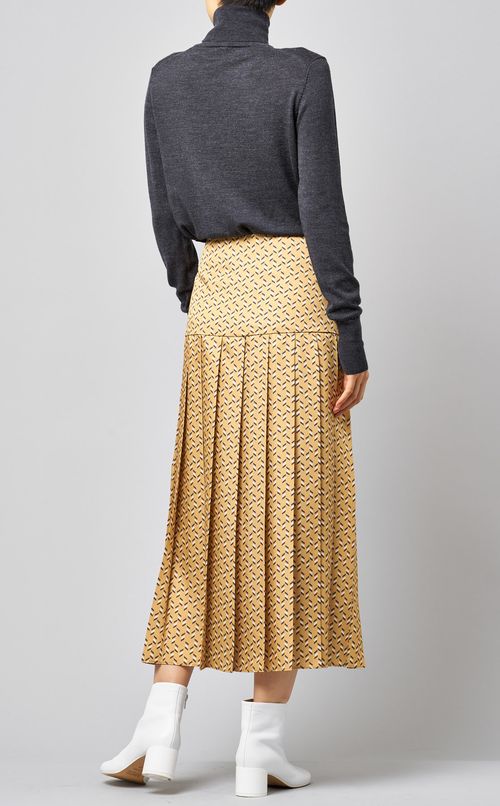 プリントプリーツミディスカート