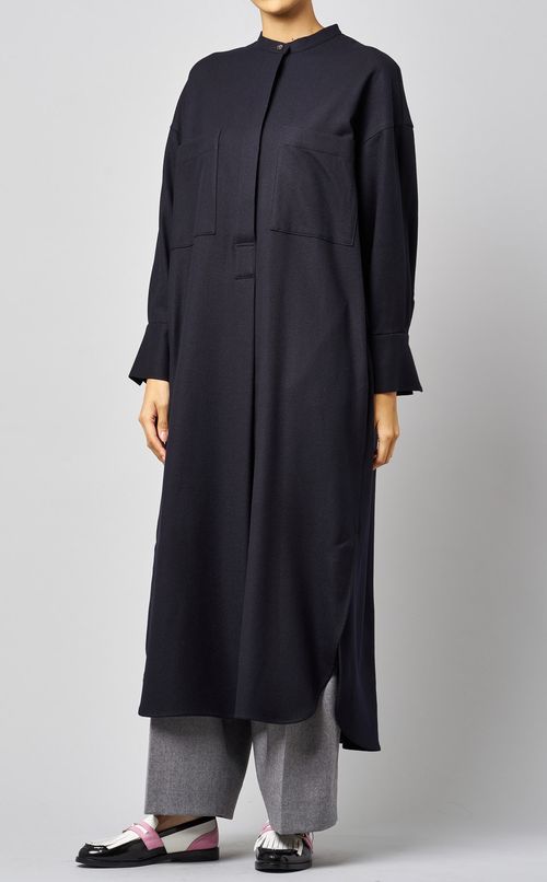 ウールロングシャツワンピース