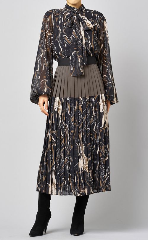 マーブルプリントプリーツイージースカート