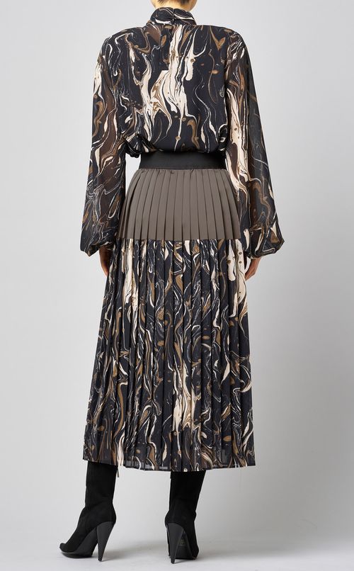 マーブルプリントプリーツイージースカート