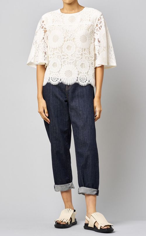 コットン混レースプルオーバー