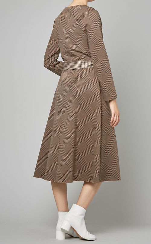 ベルト付チェックプリーツワンピース