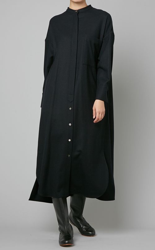 ウール混シャツワンピース