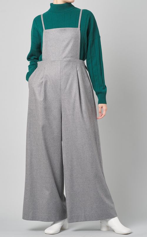 リブ編みハイネックニットプルオーバー