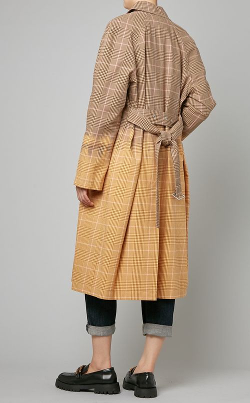 チェックステンカラーコート