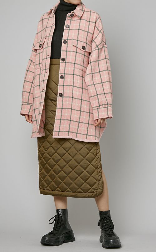 チェック柄ウールショートコート