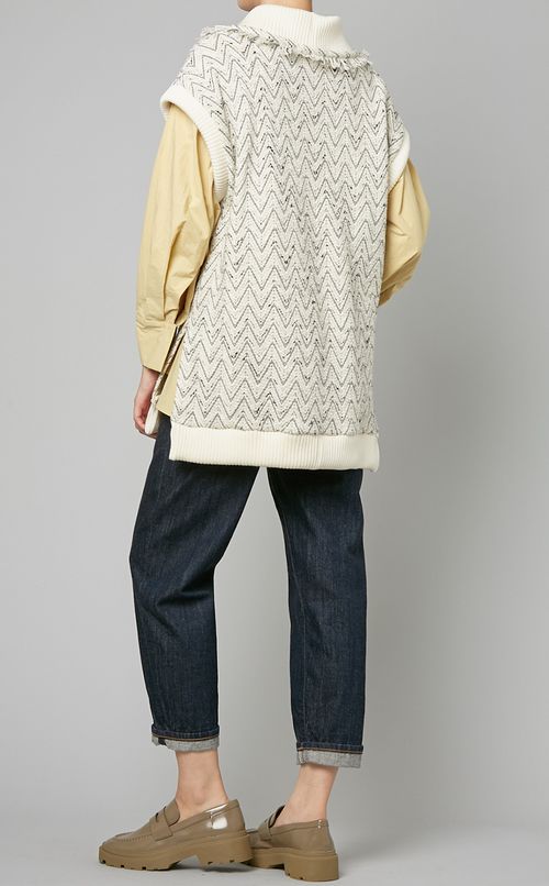 ネックフリンジニットベスト