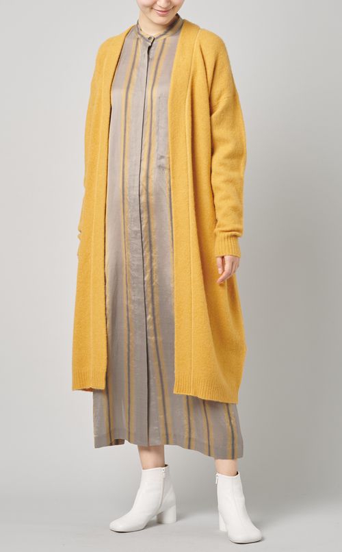 シルク混ストライプシャツワンピース