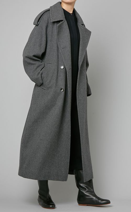 ウール混シャツワンピース