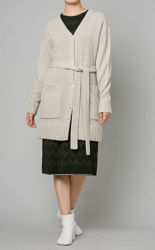 ベルト付ロングニットカーディガン