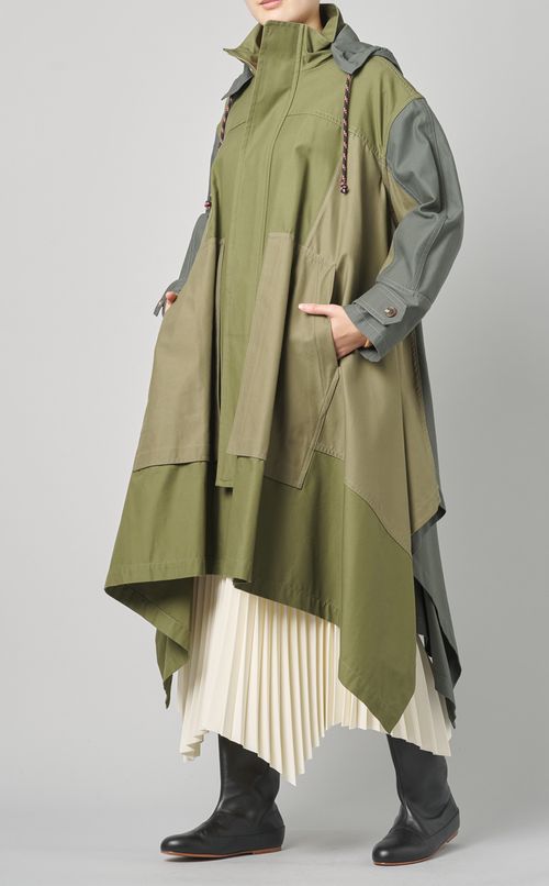 コットンミリタリー配色コート