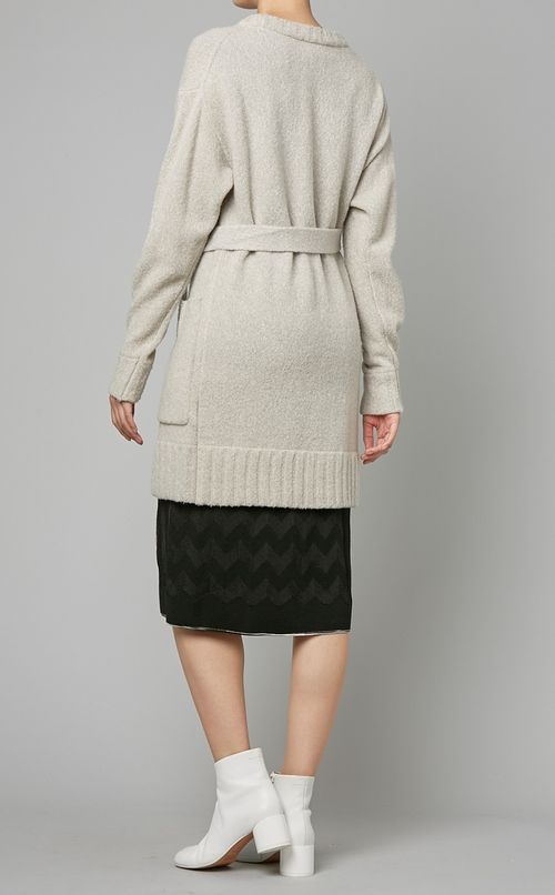 ベルト付ロングニットカーディガン