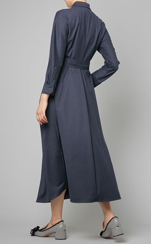 ベルト付ウールシャツワンピース