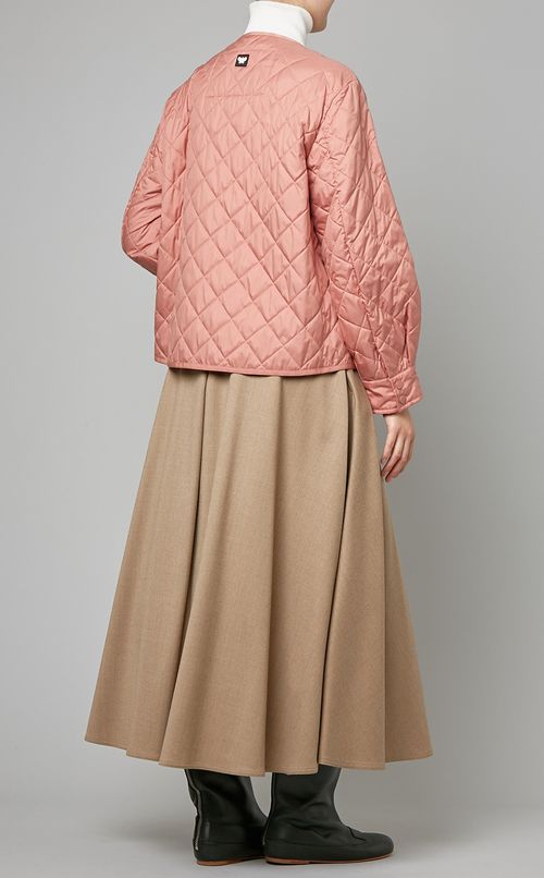 ノーカラーキルティングライトブルゾン